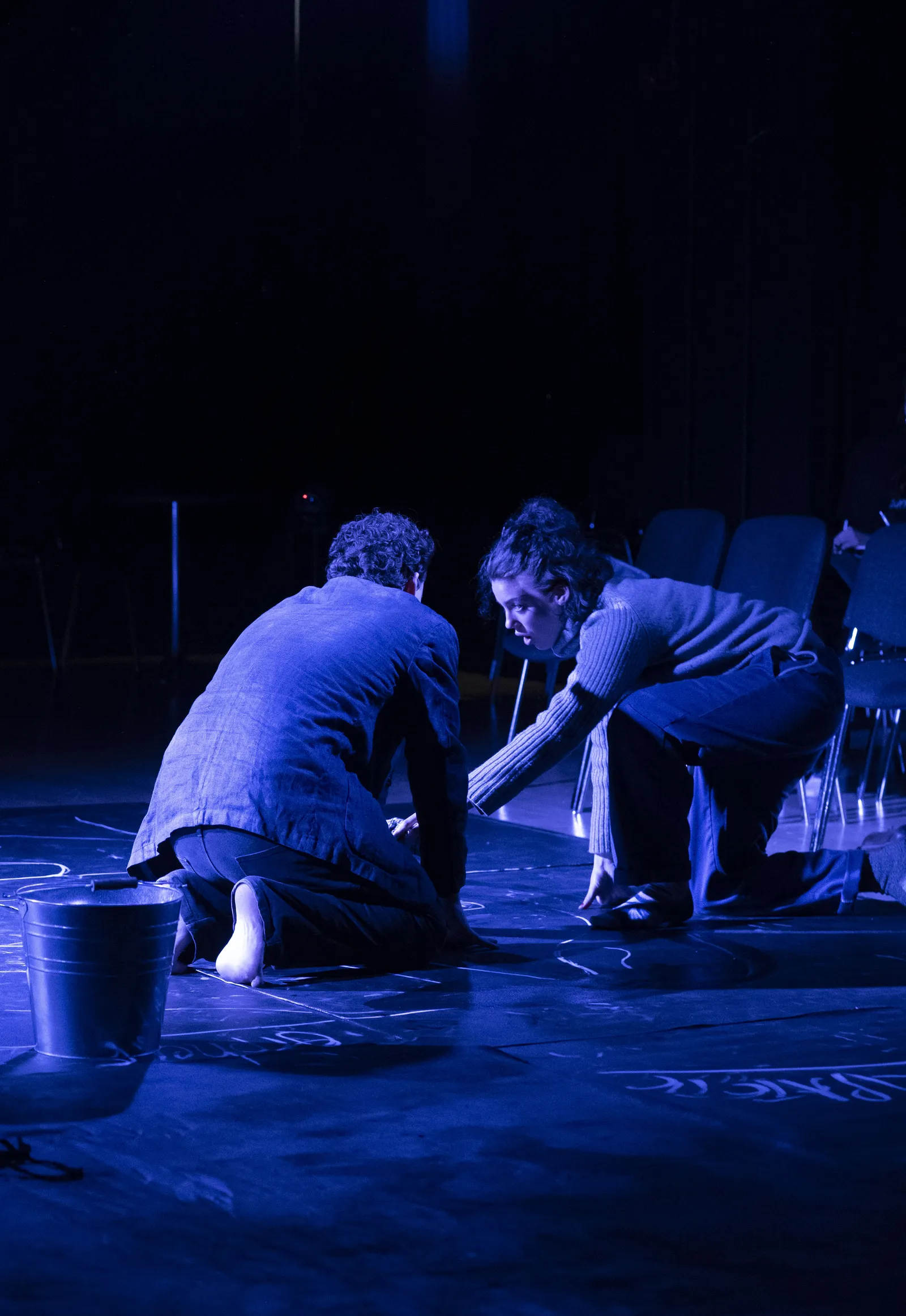 Martha Pardue at work on stage during a rehearsal.